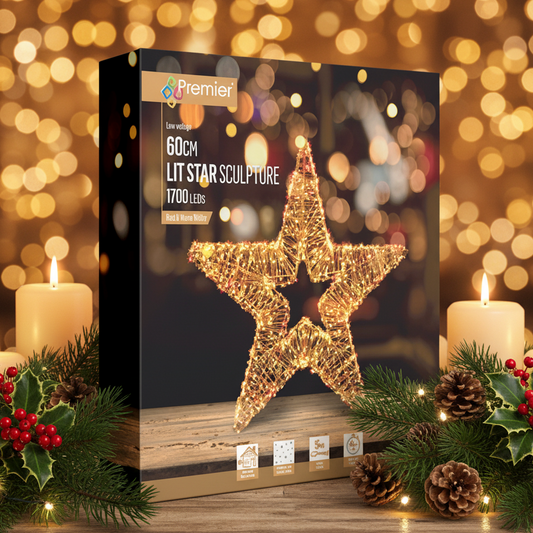 Rose Gold Star with Twinkling Red and Warm White LEDs