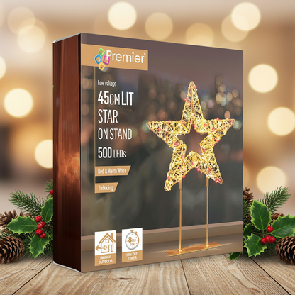 Gold Star Twinkling LED Table Top Christmas Decoration
