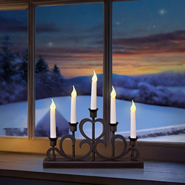 Black Metal Vintage Heart Design Candle Bridge