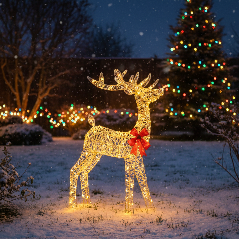 1m LED Golden Elegance Twist Standing Christmas Reindeer
