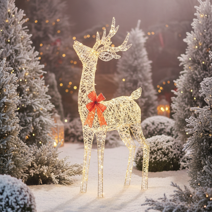 1.3m LED Golden Elegance Twist Tall Standing Christmas Reindeer