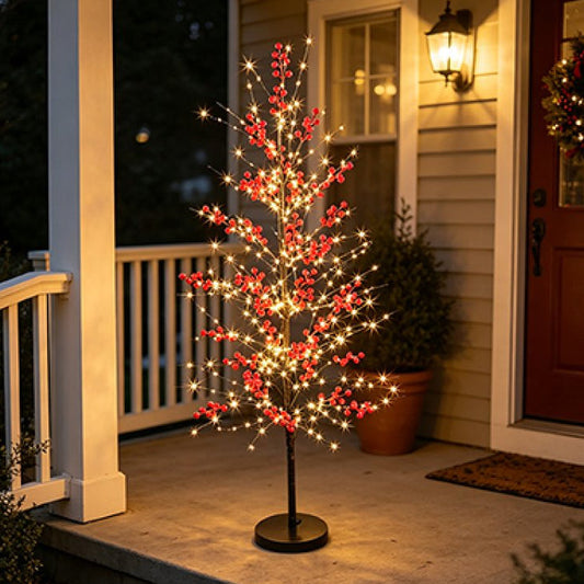 1.2m LED Red Berry Twig Tree
