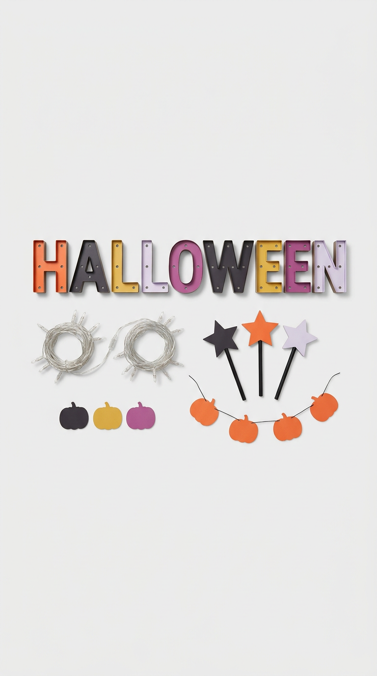 Marquee Light Halloween Décor Kit with Pumpkin Garland