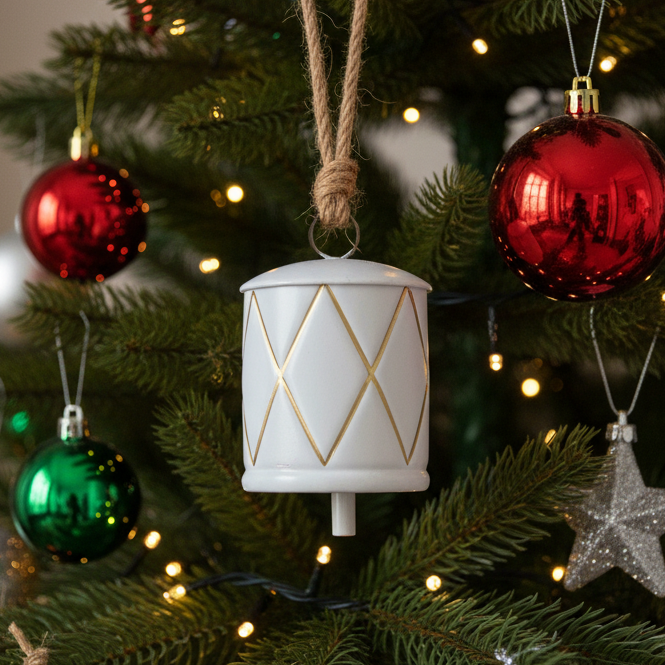 Small White Metal Christmas Bell