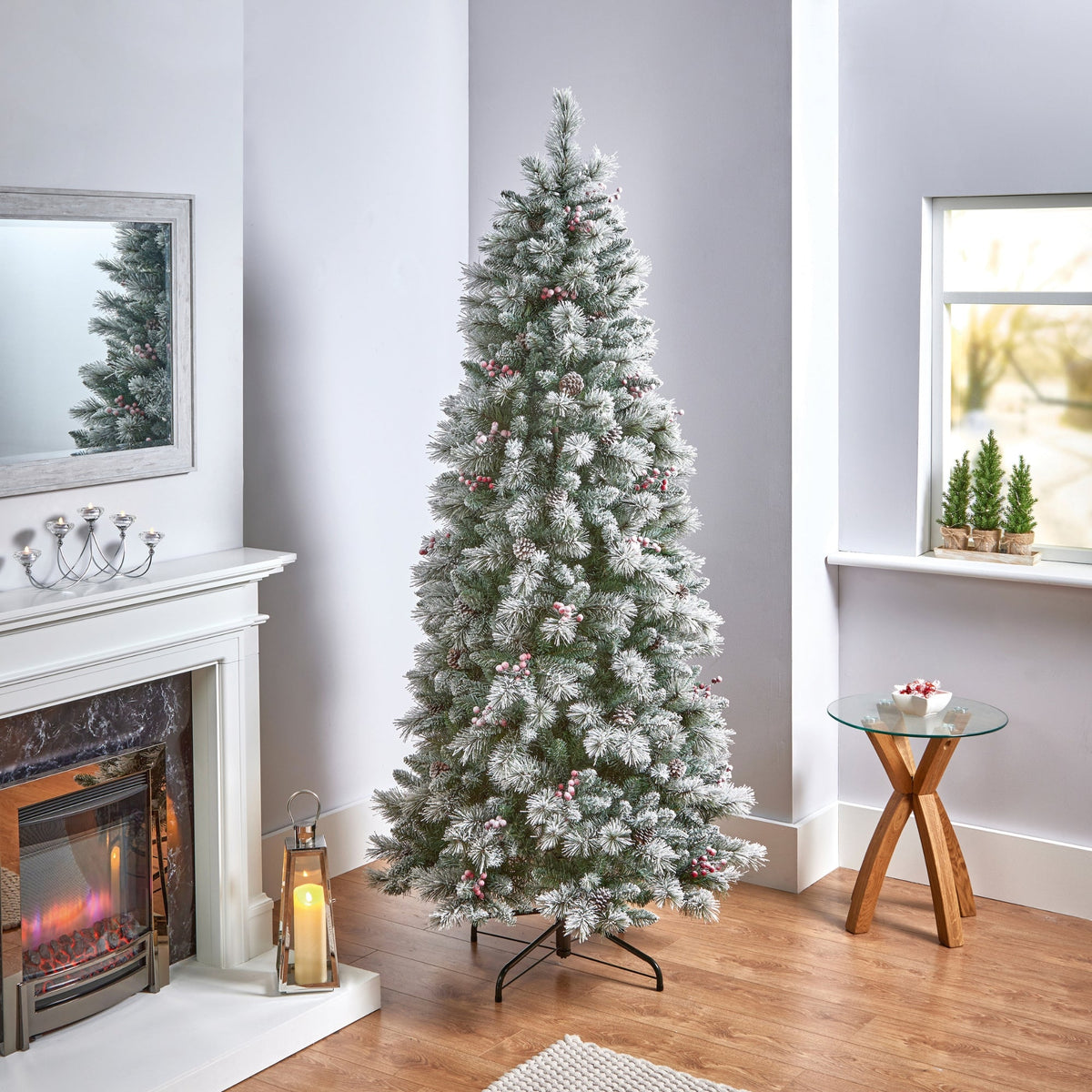 7ft Pre Lit Frosted Calgary Tree with 450 Warm White LEDs