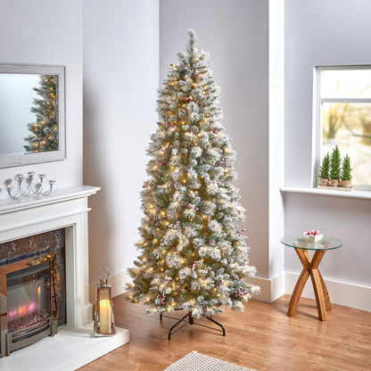 7ft Pre Lit Frosted Calgary Tree with 450 Warm White LEDs