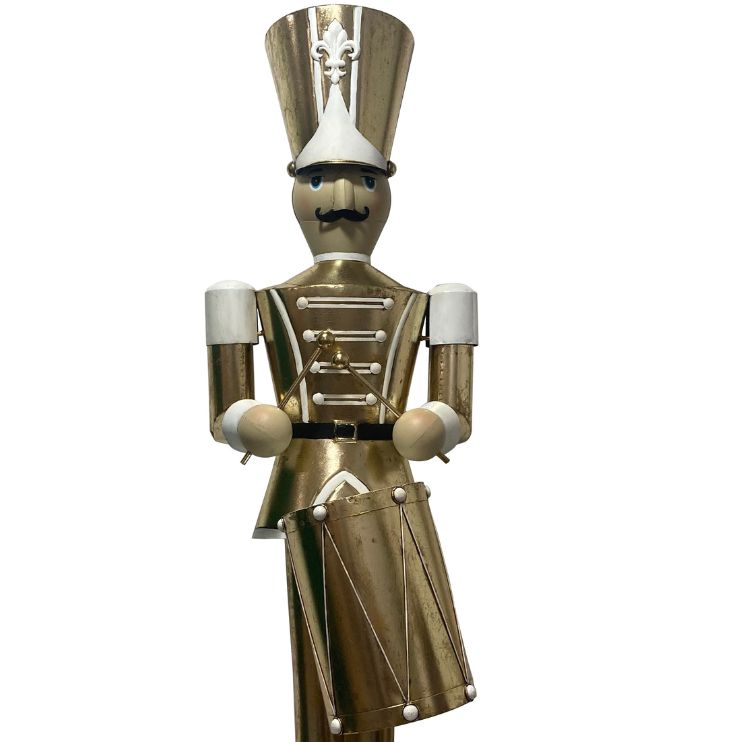 Gold & White Nutcracker Soldier With Drum Commercial Christmas Display Prop