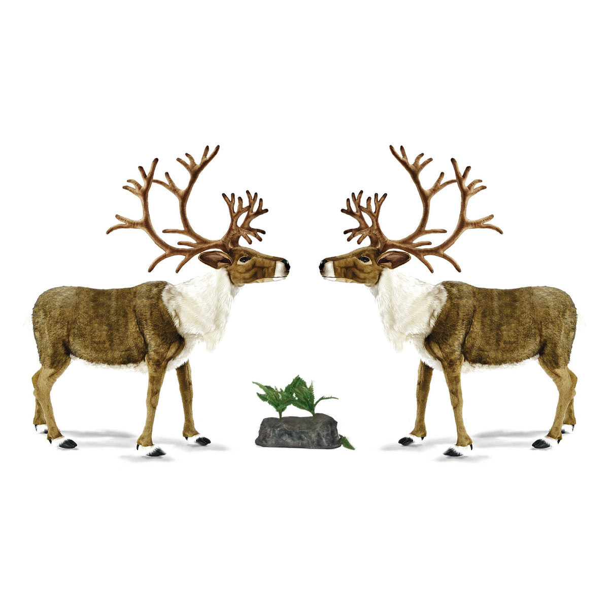 Set of 2 Full Size Animated Talking Duet Singing Nordic Christmas Reindeer