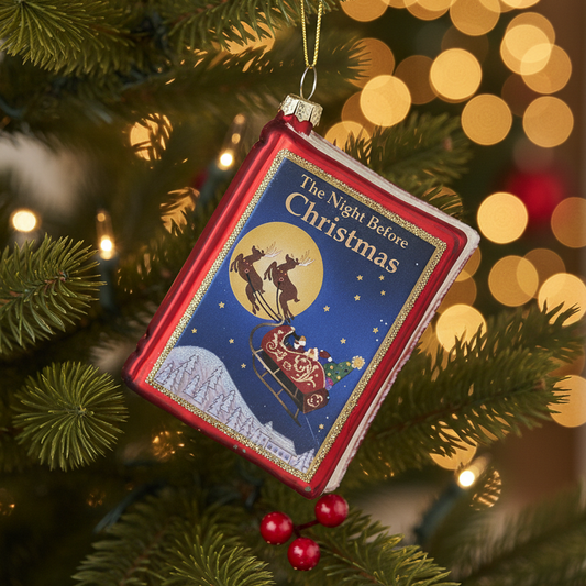 The Night Before Christmas Glass Book Hanging Decoration