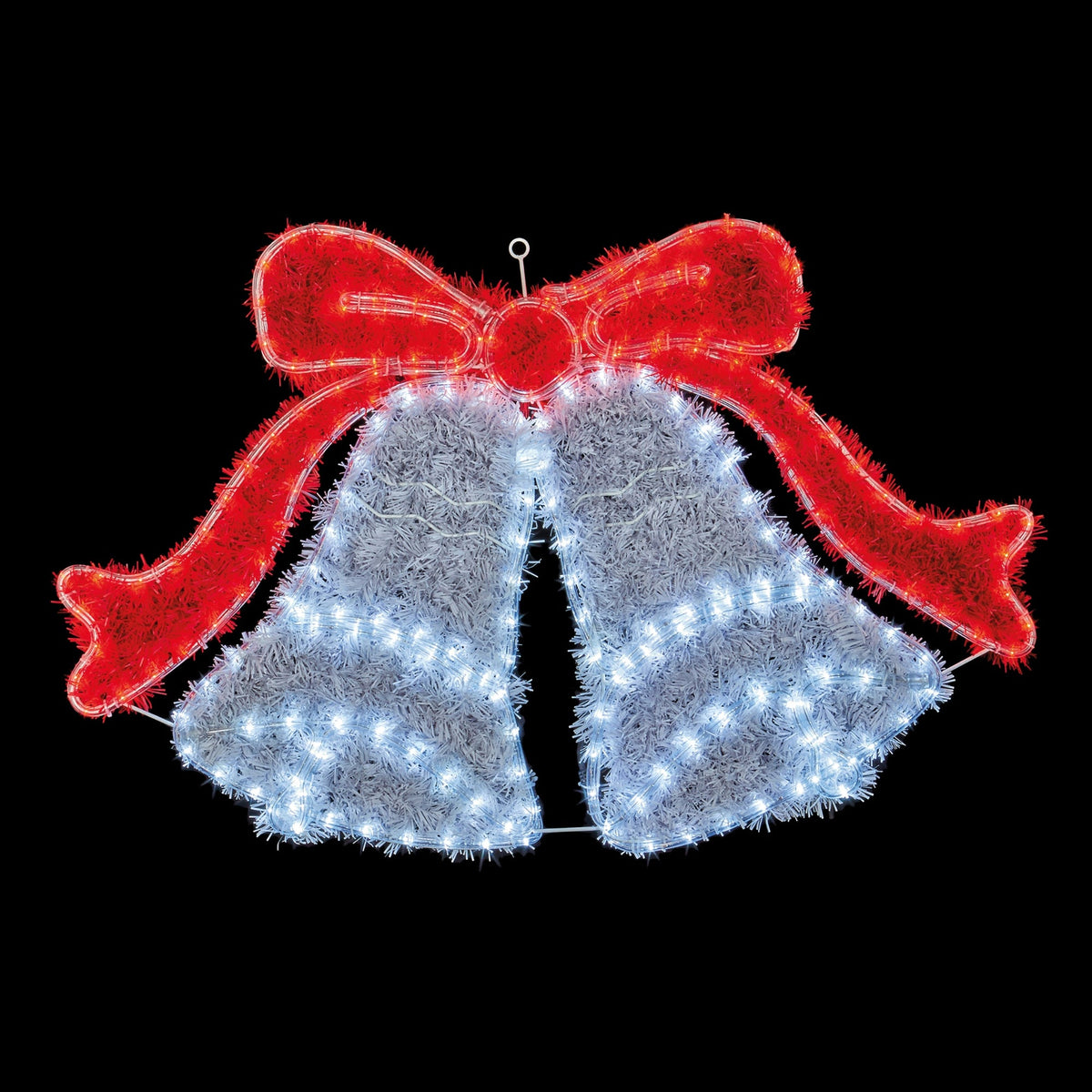 1m Double Bell Tinsel Rope Light Silhouette with 240 Red and White LEDs