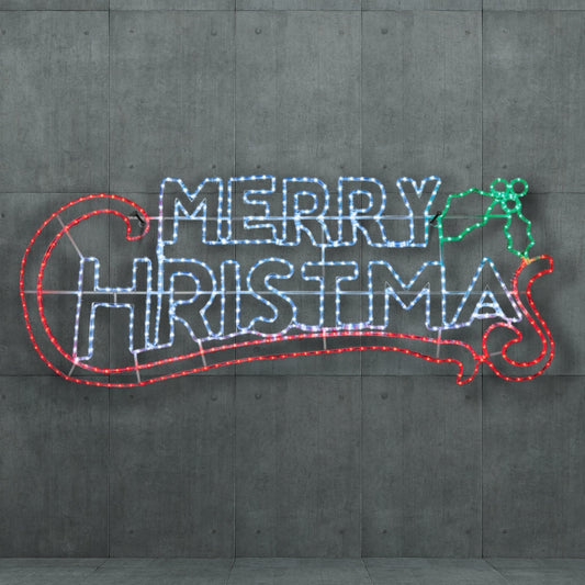 2m Giant Merry Christmas Silhouette Motif Rope Light with 600 LEDs