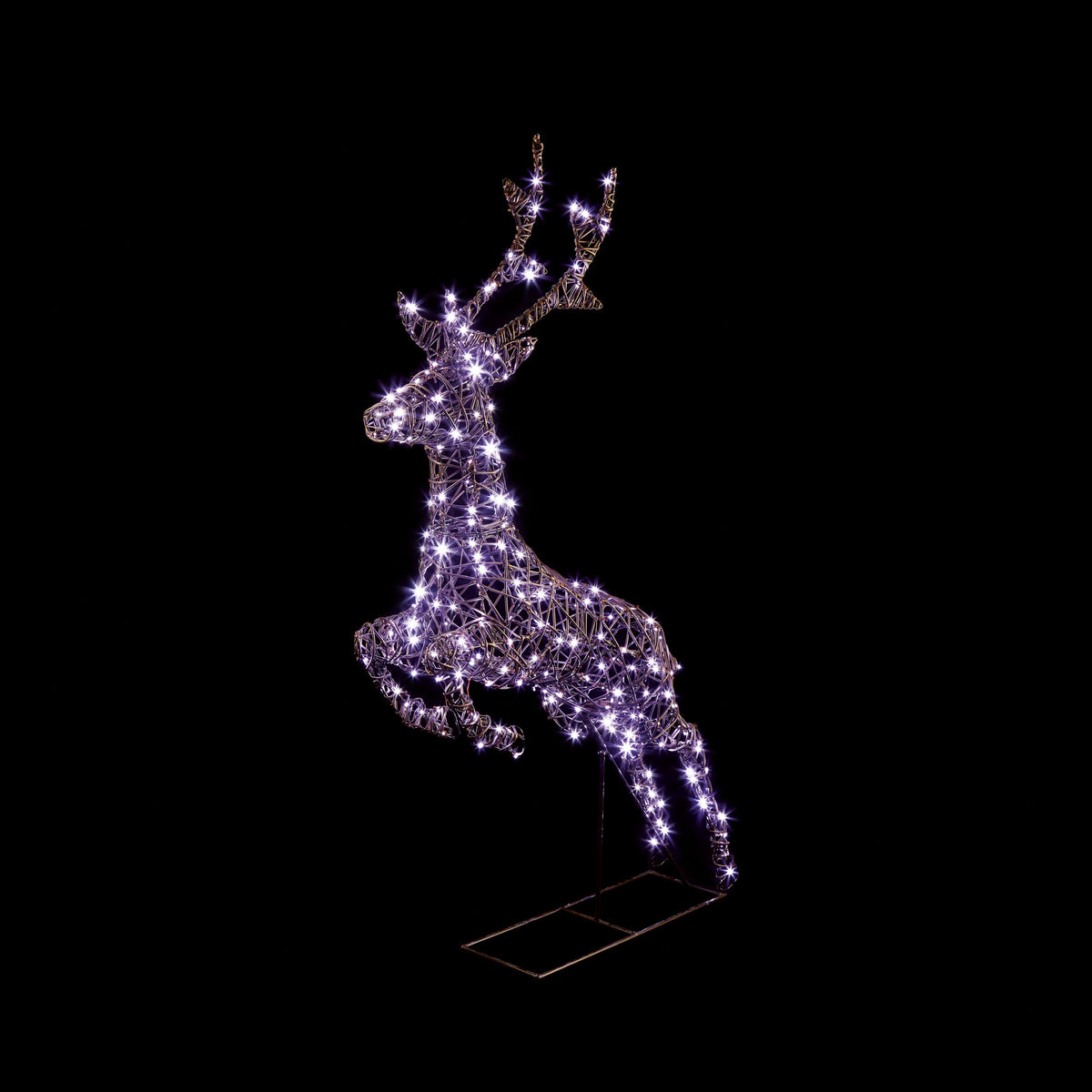 1.5m Brown Rattan Leaping Reindeer with 260 LEDs (White & Warm White Colour Switch)