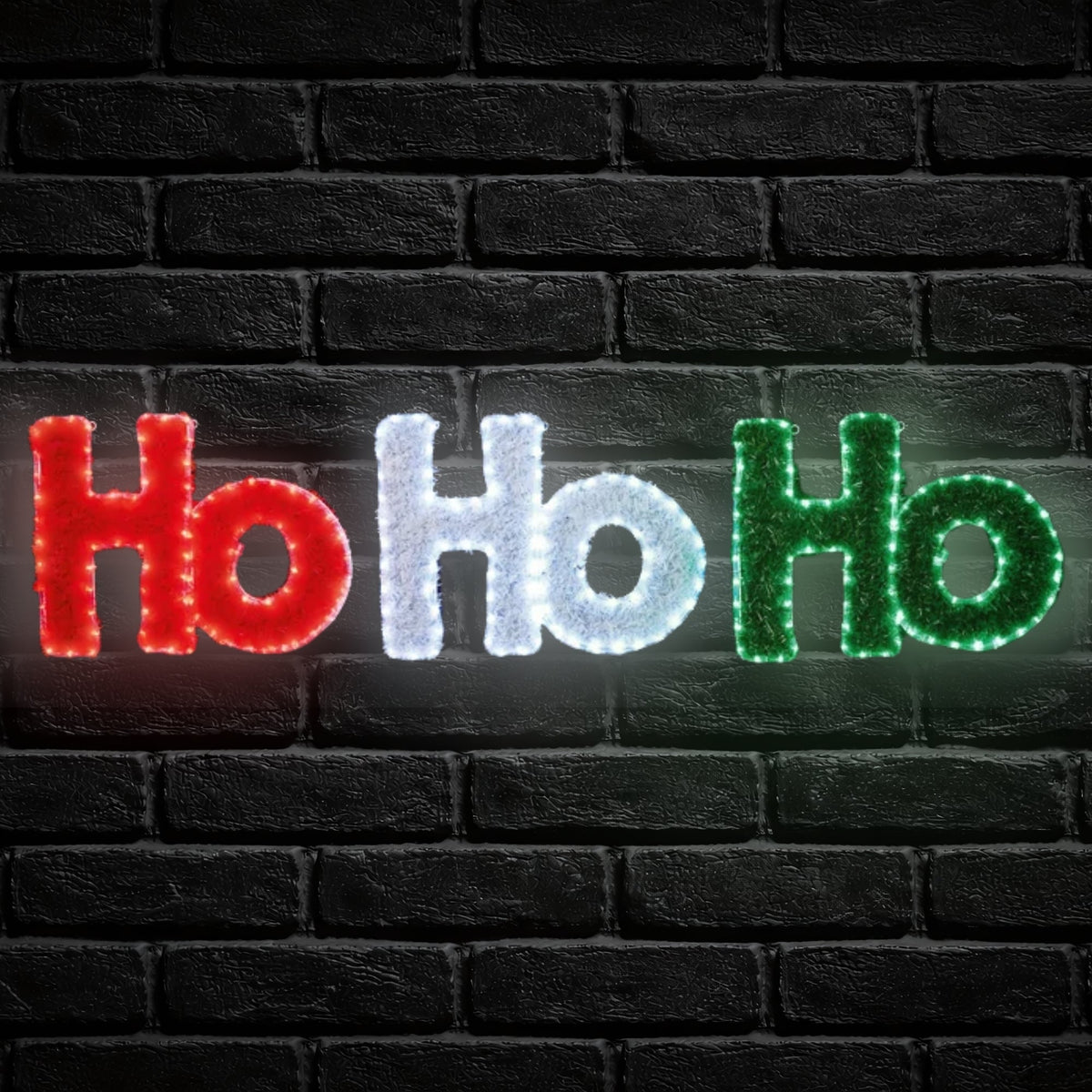 2m Flashing Tinsel Ho Ho Ho Rope Light with 288 Multi Coloured LEDs
