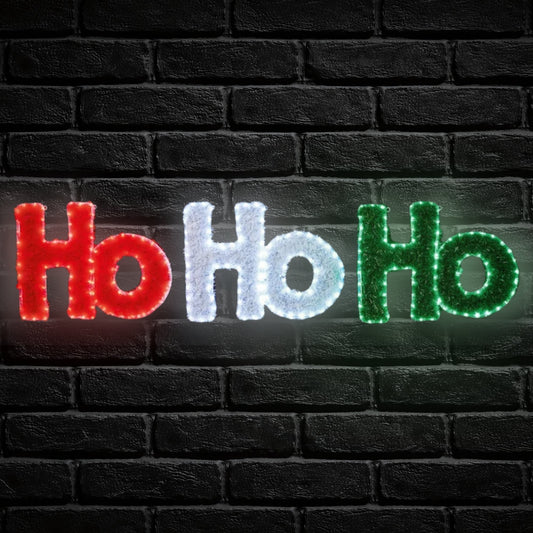 2m Flashing Tinsel Ho Ho Ho Rope Light with 288 Multi Coloured LEDs