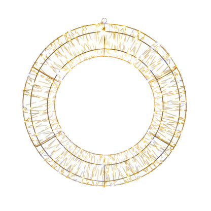 60cm Twinkling White and Warm White Metal Christmas Wreath with 720 LEDs