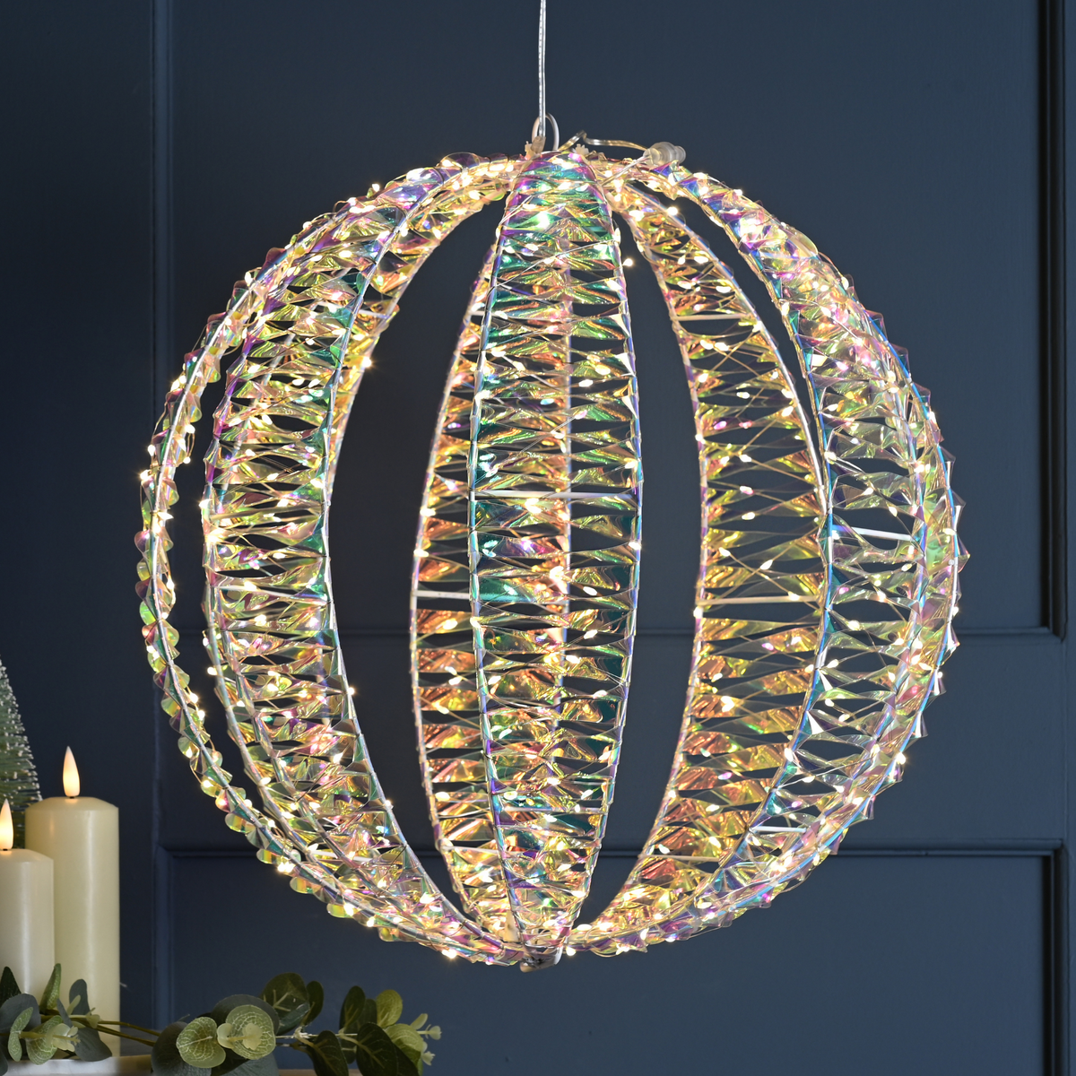 40cm Iridescent Sphere with 480 Multi Action Warm White Micro LEDs