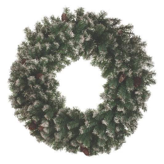 60cm Frosted Christmas Wreath with Pinecones