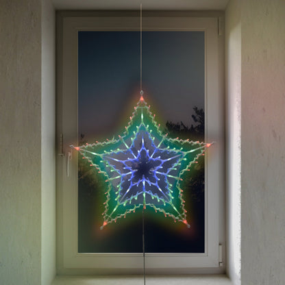 Christmas Star Window Light with 100 Multi Coloured LEDs