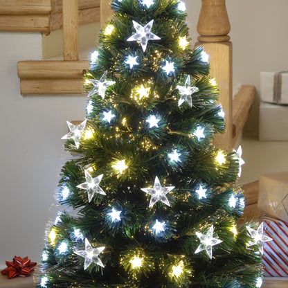 90cm White and Warm White LED Fibre Optic Stars Christmas Tree