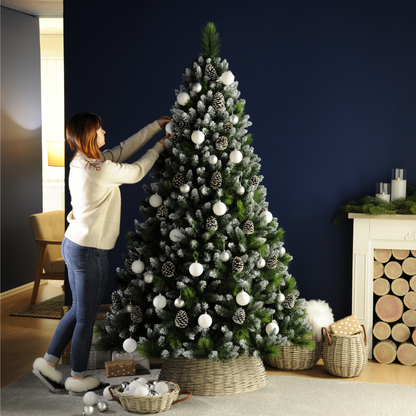 6ft Grand River Pine with 30 Frosted Pinecones Artificial Christmas Tree