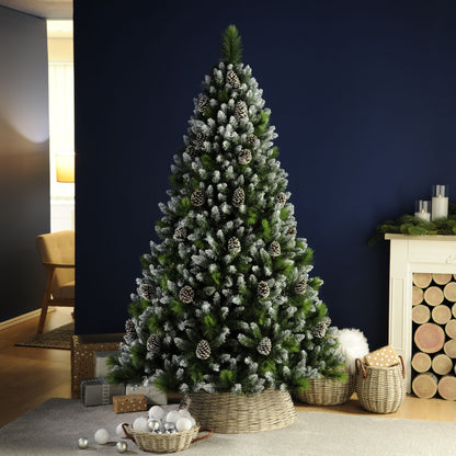 6ft Grand River Pine with 30 Frosted Pinecones Artificial Christmas Tree