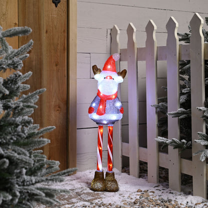 70cm Reindeer with Candy Cane Legs Christmas Acrylic with 40 White LEDs