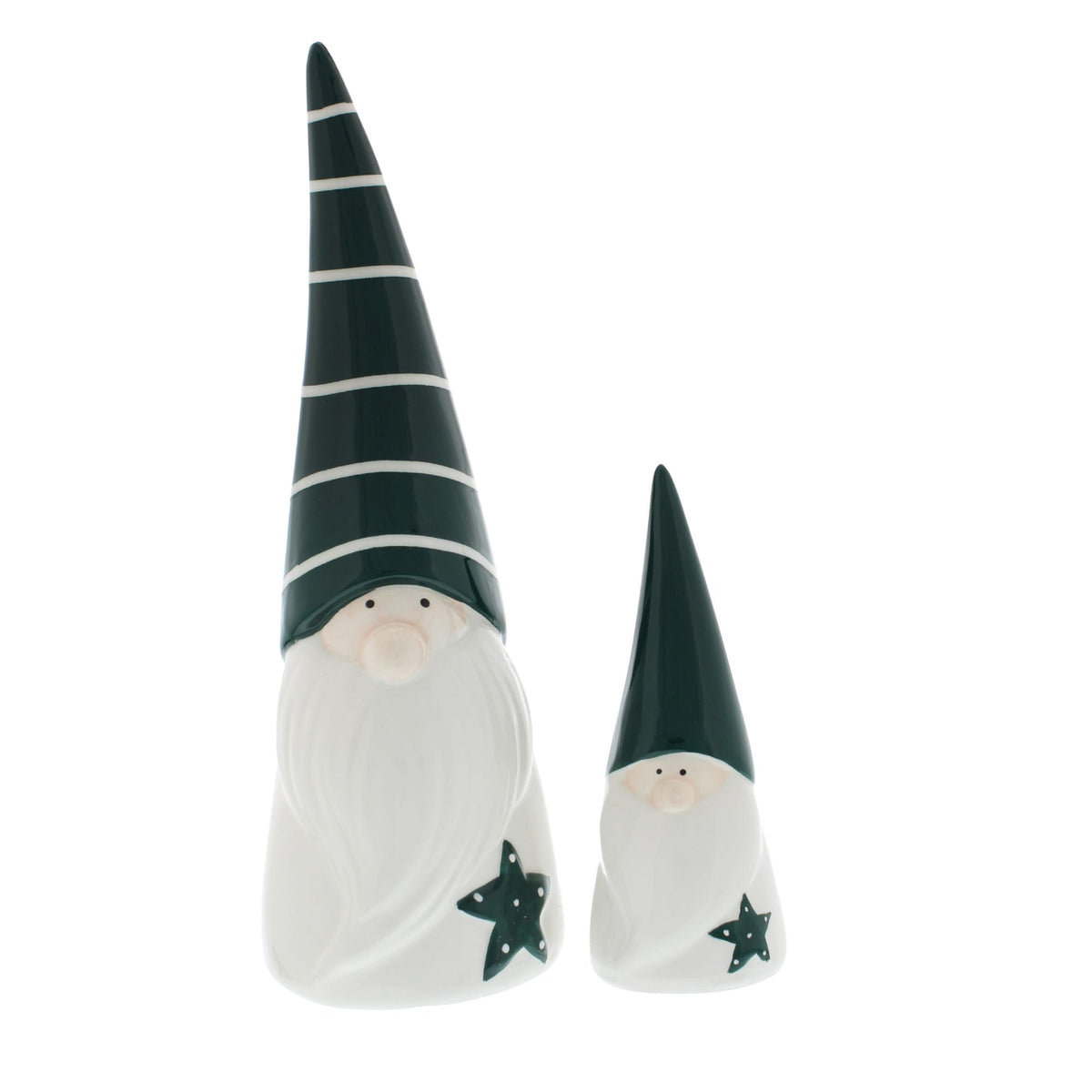 Set of 2 25cm Green Ceramic Santa Gonks Set