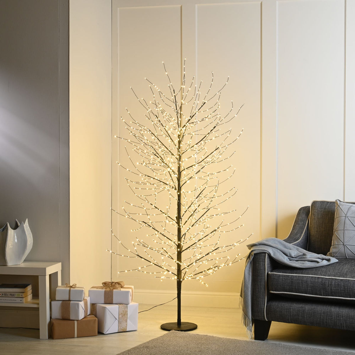 4ft Twinkling Black Microdot Christmas Tree with 500 Warm White LEDs