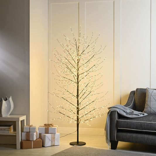 6ft Black Twinkling Microdot Christmas Tree with 1,300 Warm White LEDs