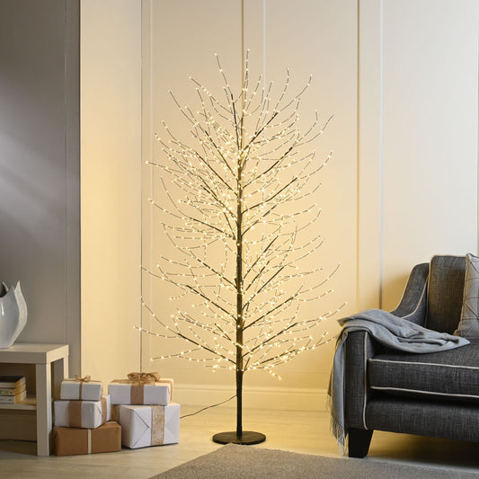 7ft Black Twinkling Microdot Christmas Tree with 1,700 Warm White LEDs