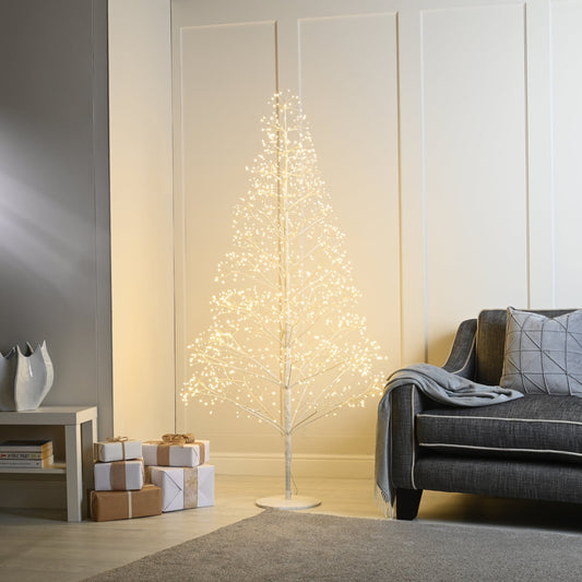5ft White Microdot Starburst Christmas Tree with 900 Twinkling Warm White LEDs