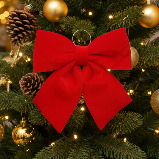Red Velvet Christmas Bow Decoration 34cm
