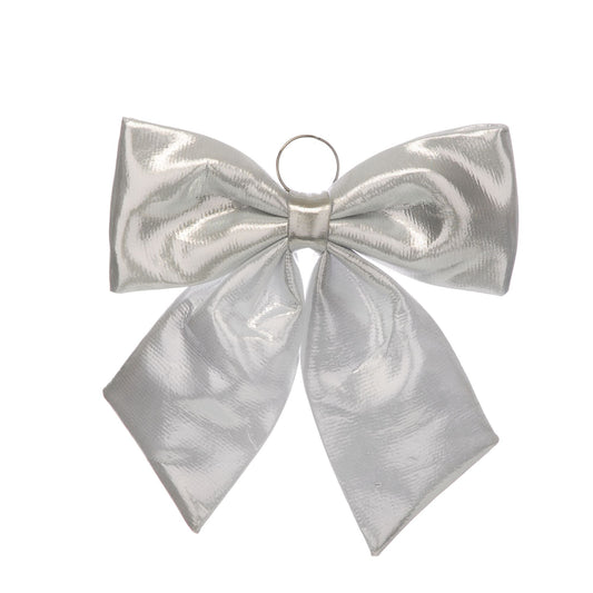 44cm Metallic Silver Effect Christmas Bow