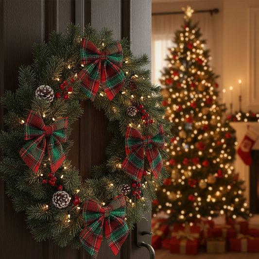 Pack of 3 Tartan Christmas Bows