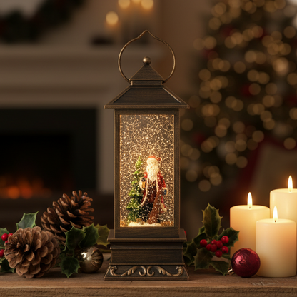 Christmas Water Lantern with Santa Claus Scene