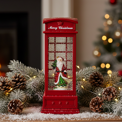 Santa Scene Telephone Box Christmas Water Lantern