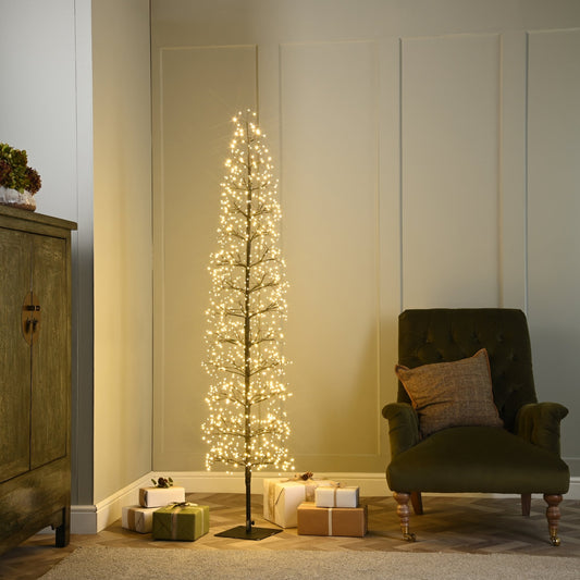 5ft Black Microdot Starburst Slim Christmas Tree with 708 Twinkling Warm White LEDs