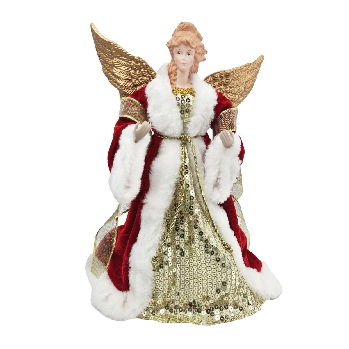 Red and Gold Angel Christmas Tree Topper