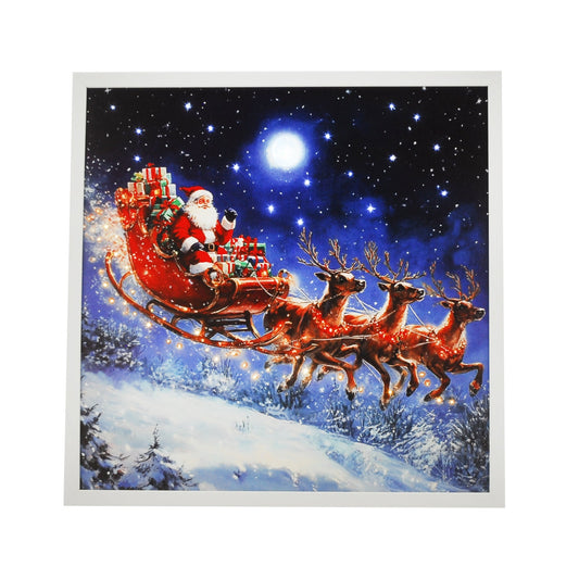 40cm Santa's Sleigh Scene Fibre Optic Frame Battery Operated