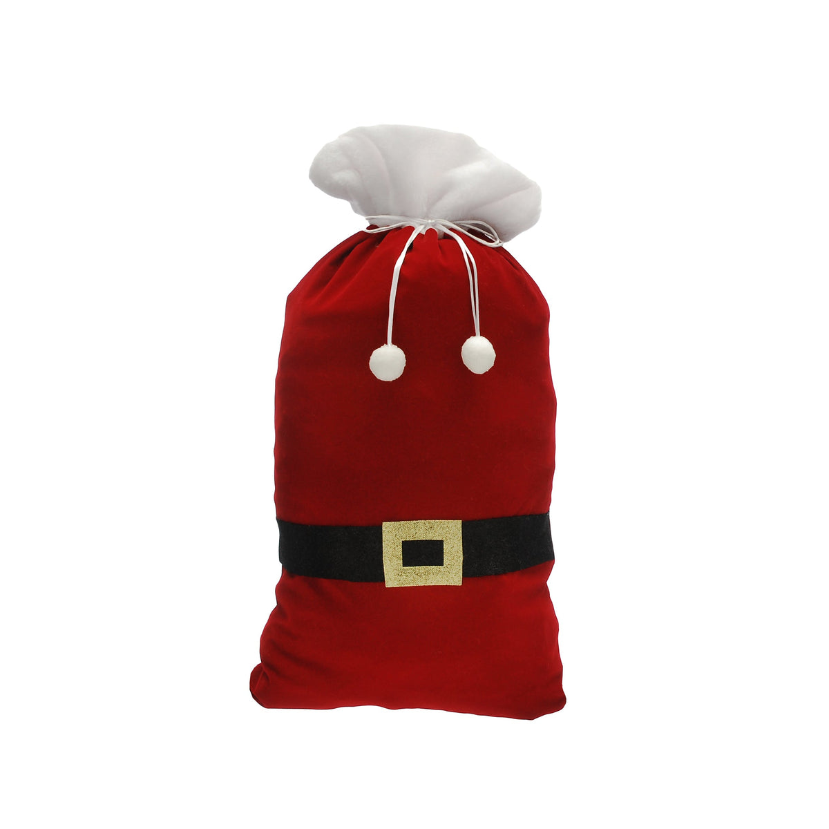 Plush Burgundy Christmas Santa Sack with Belt Design