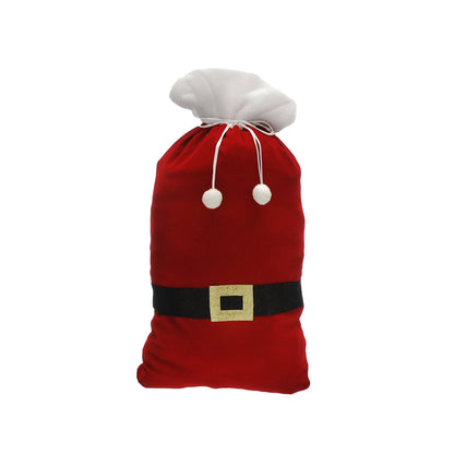 Plush Burgundy Christmas Santa Sack with Belt Design