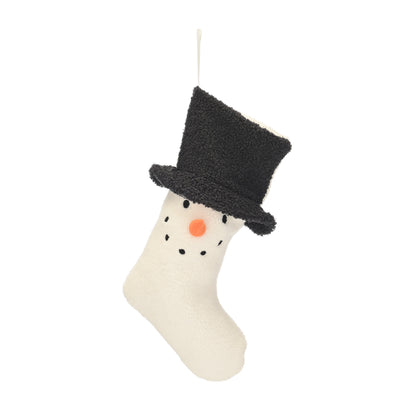 Snowman Christmas Stocking with Black Top Hat