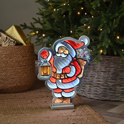 40cm Santa with a Lantern Christmas Infinity Light