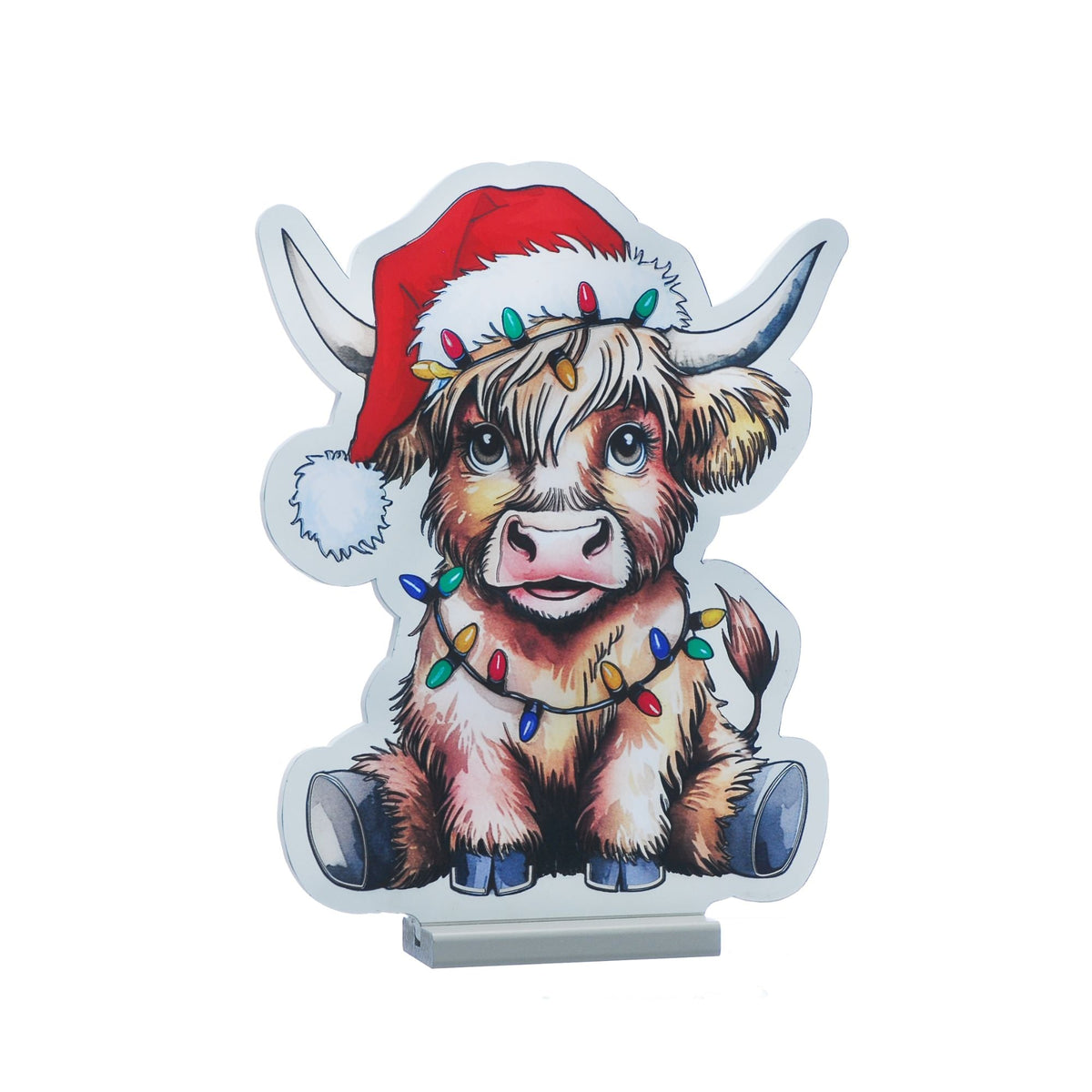 20cm Highland Cow with Santa Hat Christmas USB Infinity Light