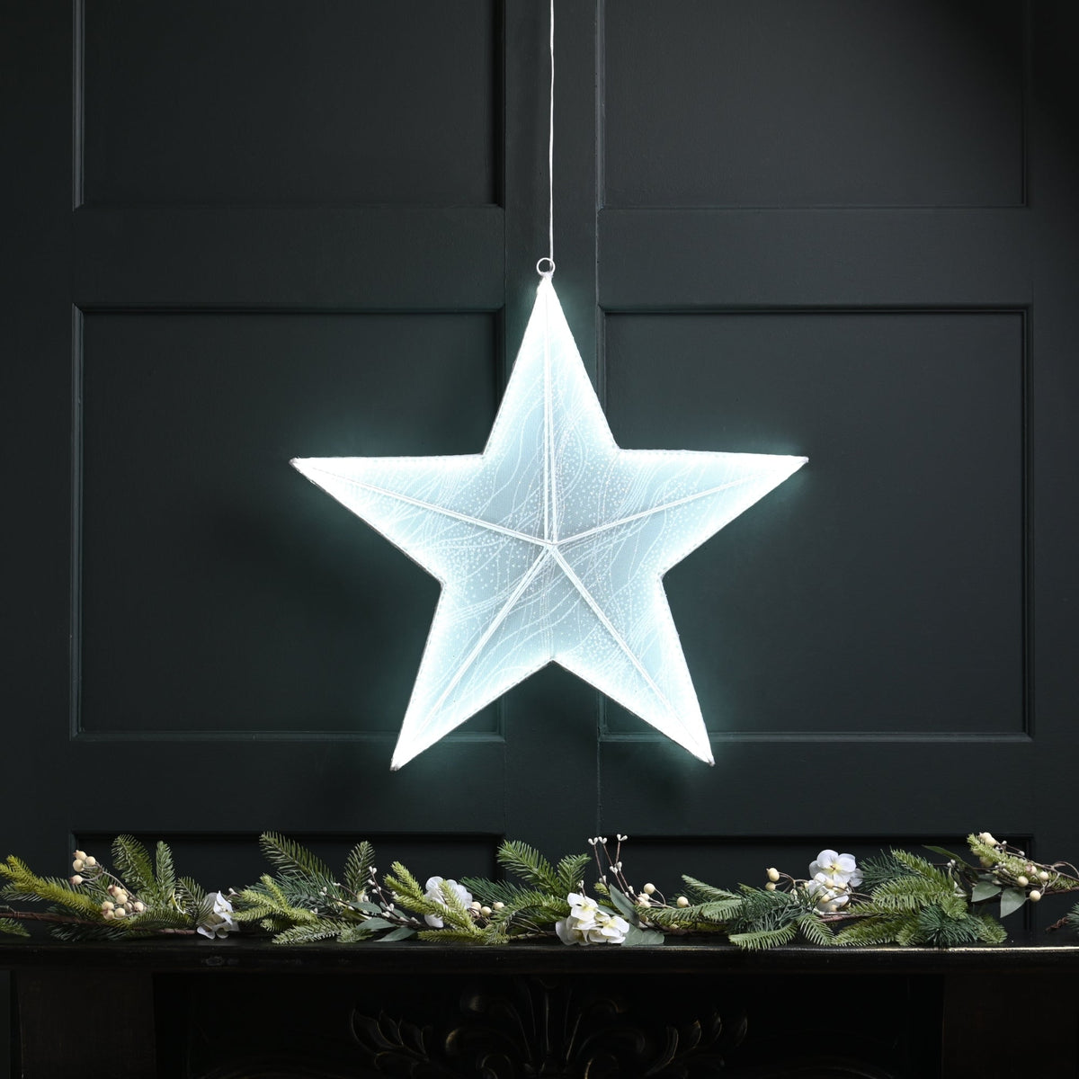38cm Neon Flex Shimmer Glow Christmas Hanging Star with 164 Warm White LEDs