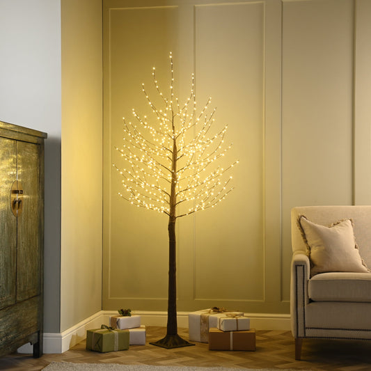 6ft Brown Twig Christmas Tree with 576 Warm White LEDs