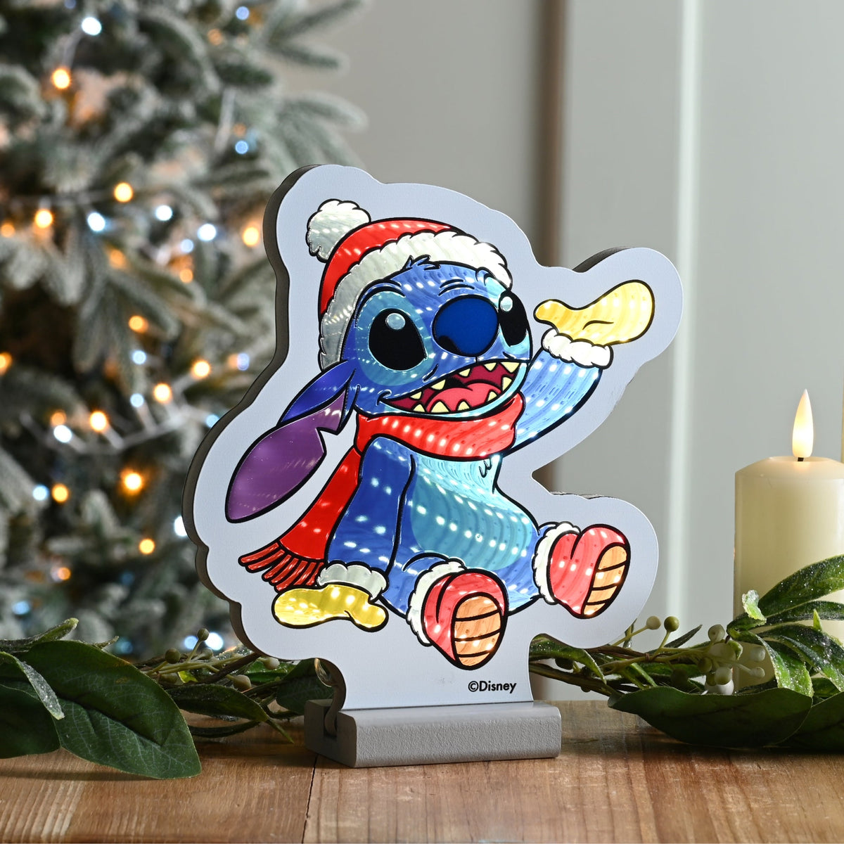 20cm Stitch with Scarf Disney Christmas Infinity Light