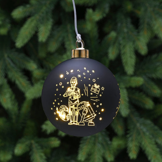 10cm Star Wars Droids LED Lit Christmas Bauble Battery Operated