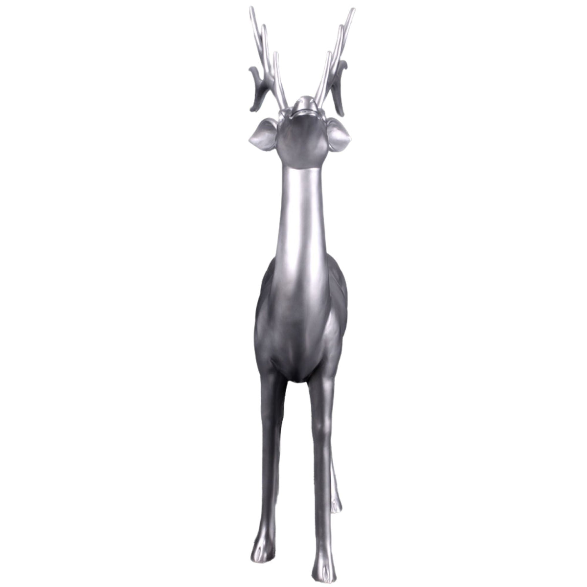 1.7m Standing Reindeer with Matte Metallic Silver Finish