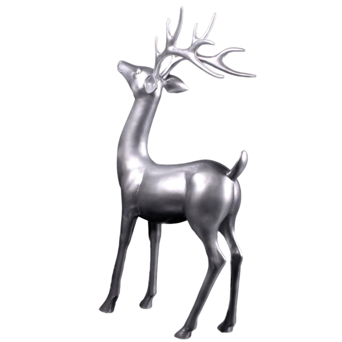 1.7m Standing Reindeer with Matte Metallic Silver Finish